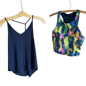 Lululemon Athletica Black tank and graffiti Sports Bra workout set size 6